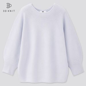 Uniqlo WOMEN 3D KNIT COTTON BALLOON 3/4 SLEEVED JUMPER size S